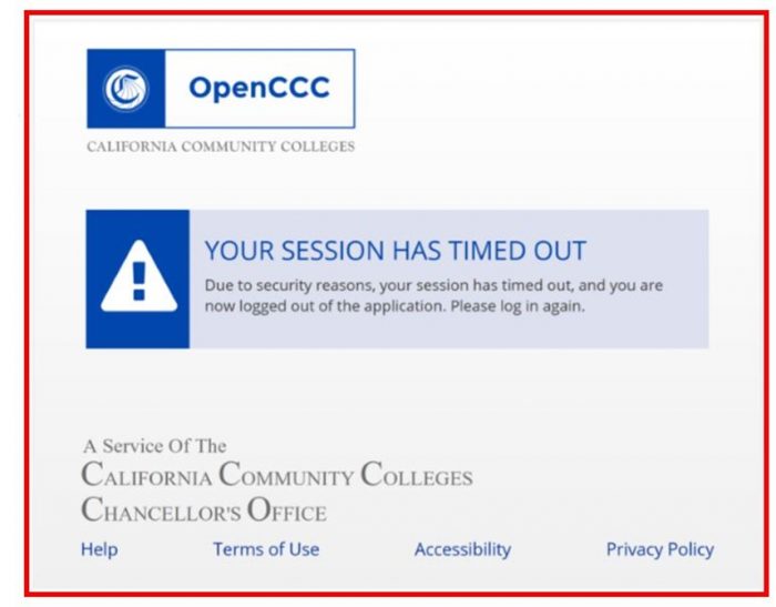 Screenshot of the OpenCCC login screen