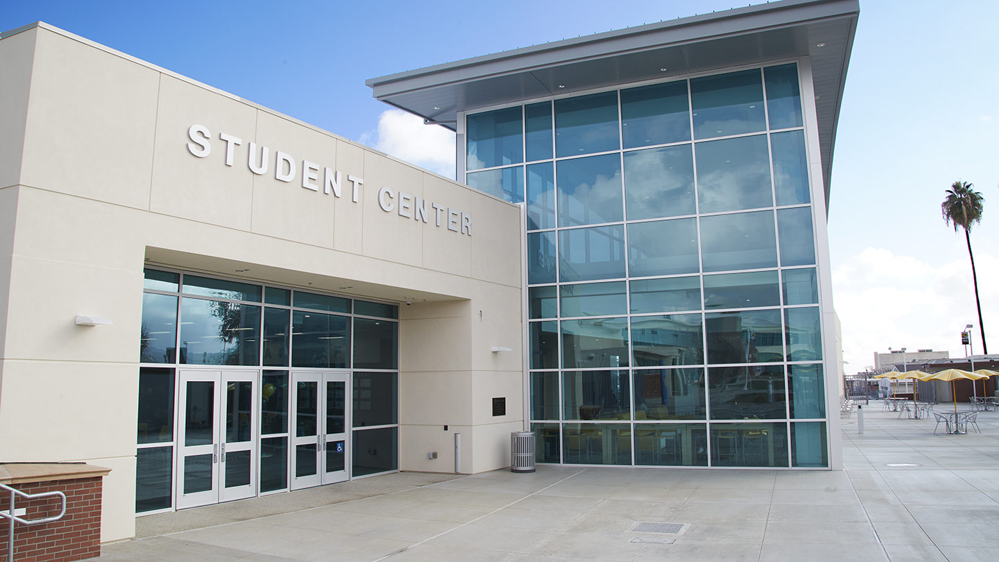 Exterior of Student Center and Cougar Café entrance on south patio.